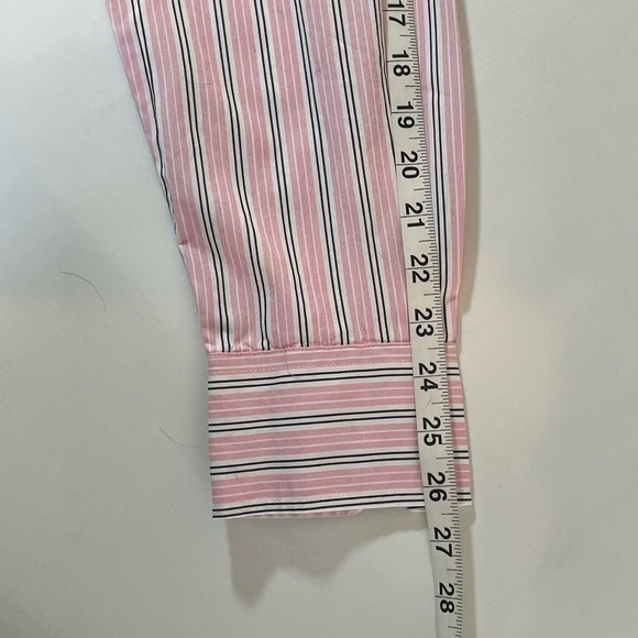 Tommy  Hilfiger Pink Striped Button Up Shirt Large Long Sleeve 80s 2 Ply Fabric - Picture 8 of 12